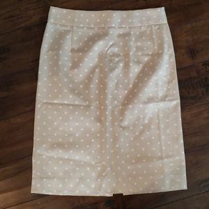 J Crew tan polka dot pencil skirt
